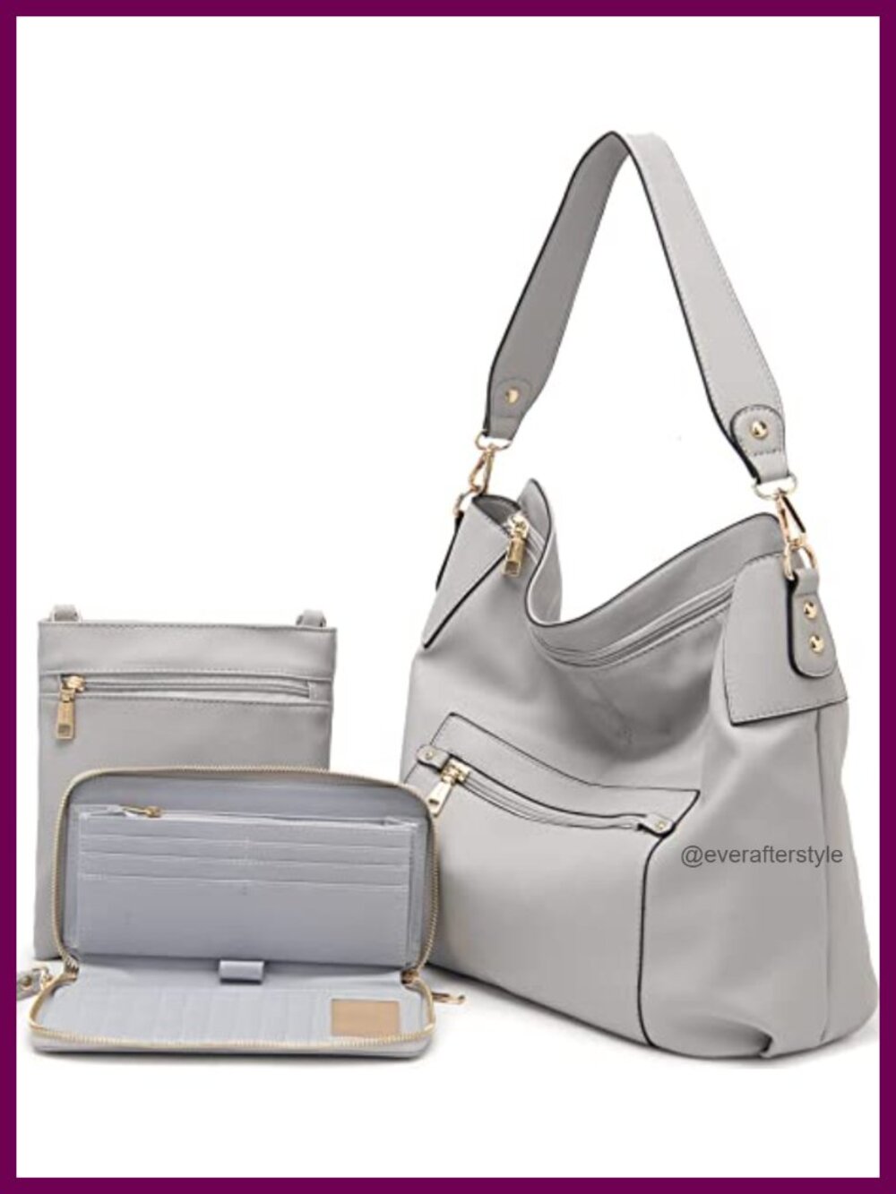 Women's Hobo Crossbody Bag and Wallet Set Synthetic Leather RFID